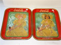 2 Coca Cola Trays 1928 Originals