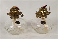 Pair Of Glass Lamplight Farms Kerosene Lanterns
