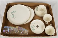 Vintage China Lot W/ Plates, Platter, Cups/ Glass
