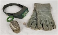 Opti-visor, Heavy Duty Leather Gloves & Pulley