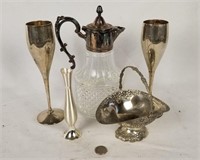 Silverplate Lot; Basket, Pitcher, Small Vase