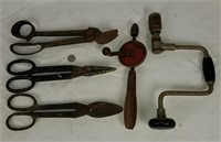 Metal Shears & Vintage Hand Drills; Yankee 2101a