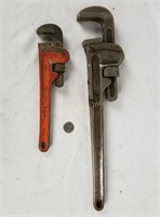 Pair Of Rigid Pipe Wrenches 18" & 10"
