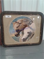 Damaged-- framed horse picture