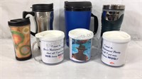 7 mugs including travel mugs