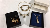 Group of three costume jewelry necklaces