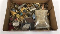 Box of costume jewelry some for parts and pieces