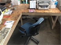 Large L Shaped Desk & Blue Chair