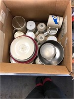 Box of dishes and coffee cups