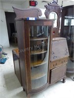 Antique curved glass secretary AS IS