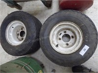 (2) 18x8.5x8 4-hole trailer rims & tires AS IS