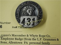 c1920's Macomber & Whyte Rope Co. Employee