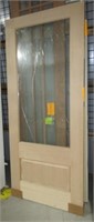 New wood interior door with glass panel. Measures
