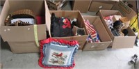 (5) Boxes of items including wicker baskets,