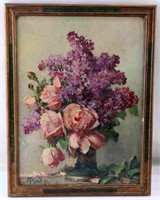 AUGUSTE KIND FLORAL STILL LIFE WITH VASE FRENCH