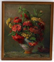 AUGUSTE KIND FLORAL STILL LIFE WITH VASE FRENCH