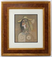 PABLO PICASSO GOUACHE ON PAPER CUBIST PORTRAIT