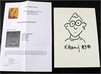 KEITH HARING MARKER ON CARDSTOCK SELF PORTRAIT