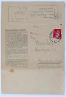 WWII AUSCHWITZ LETTER HOME CENSORED BY OFFICIALS