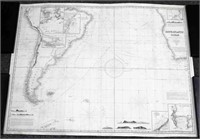 ANTIQUE MAP OF THE SOUTHERN ATLANTIC OCEAN