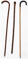 ANTIQUE WALKING CANE STICK LOT OF 3 ASIAN & INLAY