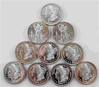 9 AMERICAN PACIFIC MINT 1983 .999 SILVER ROUNDS