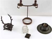 STAG INK WELL COLONIAL BLACKSMITH MADE CANDLESTICK