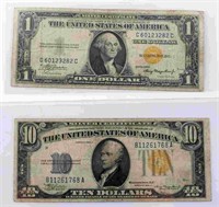 WWII NORTH AFRICA REPLACEMENT BANKNOTES $10 & $1