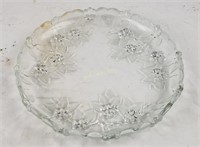 Glass Tray Serving Dish Frosted Leaves
