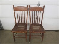 (2) Oak caned seat chairs