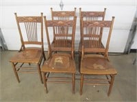 (5) carved back oak kitchen chairs