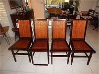 Wood and bamboo chairs four pieces