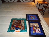 Three piece framed tapestry