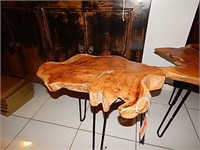 Natural rustic wood slice table