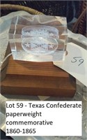 Paperweight commemorating Confederate Texas