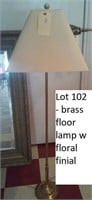 brass floor lamp , floral finial, lights up