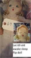 old sleep/awake flip over doll
