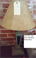 old brass w black inlay lamp - lights up