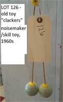 old toy "clackers" skill toy noisemaker 60s