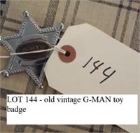 old G-MAN toy tin badge (cap gun go with)
