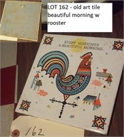 old art tile ROOSTER beautiful mornings