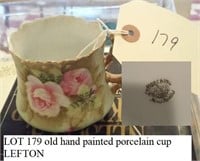 old hand painted porcelain cup marked Lefton