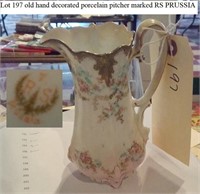old hand dec porcelain pitcher RS PRUSSIA