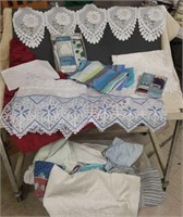 Curtains, pillowcases, sheets in a tote