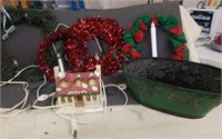 Christmas wreaths(4), bucket, House