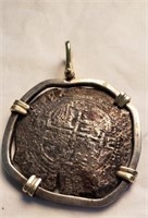 Mtd. Shipwreck Coin Silver Pendant w/ Gold Accents