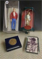 James Dean figures (2), 50th Anniversary coin