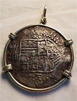 Mounted in Gold Pendant Shipwreck Coin
