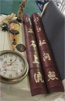 Wooden items & clock