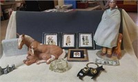 Statues(2), pictures & frame, Avon cat